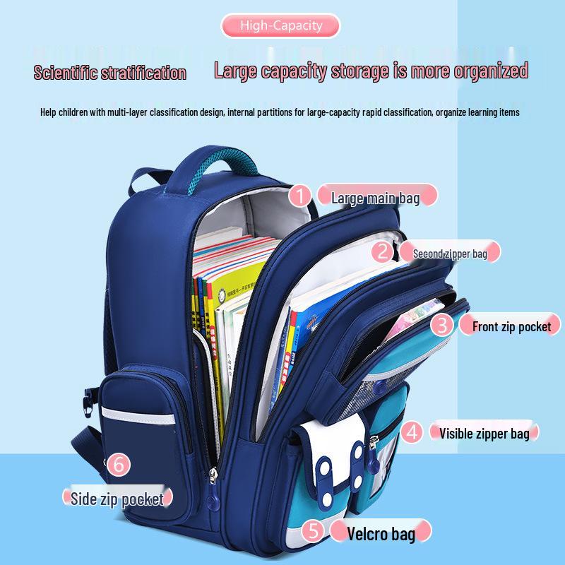 Lightweight Large Capacity Backpack for Grade 1-6 Students, Boys or Girls