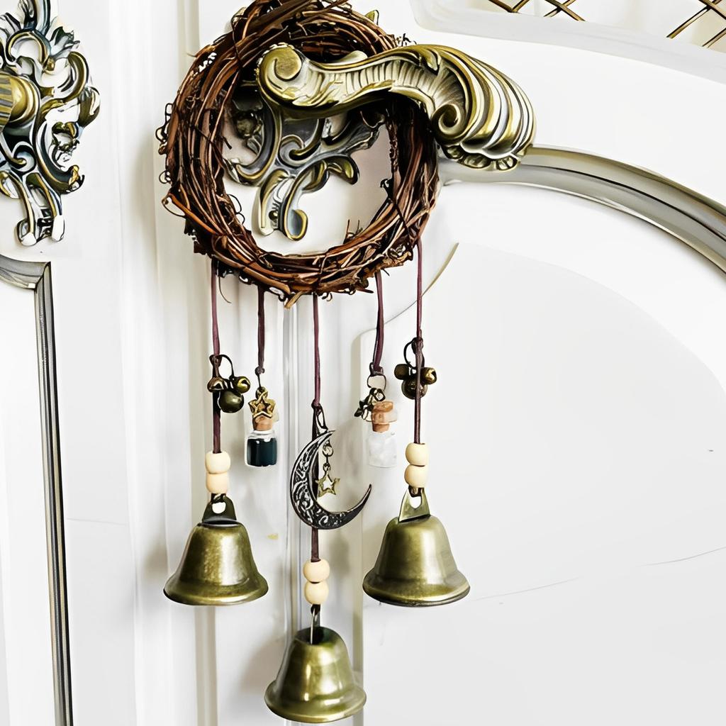 Witch Bells Protection Door Hangers Handmade Witchcraft Hanging Ornament for Living Rooms Bedrooms Kitchens
