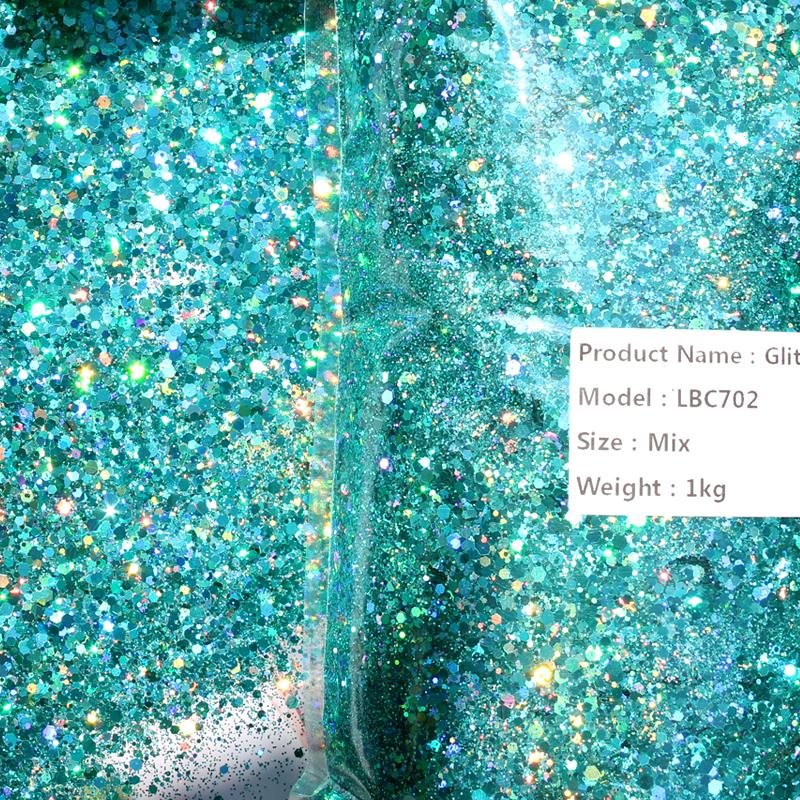 PET Bulk Holographic Glitter 1KG Mixed Chunky Glitter Powder for Crafts