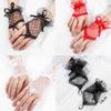 Women Lace Fingerless Gloves Solid Color White Black Red Bride Party Gloves Lady See Through Short Gloves Female Elegant Glove