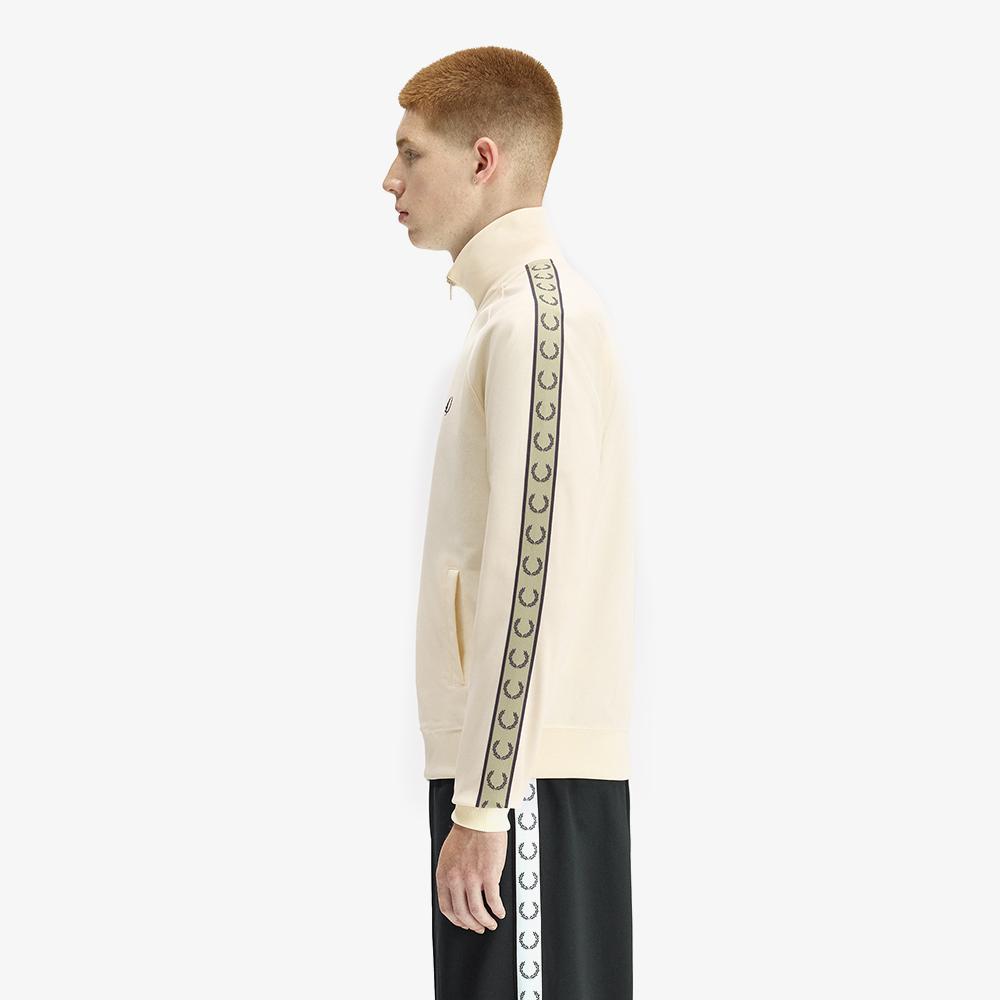 Fred Perry [Sport] Contrast Tape Track Jacket - Ecru/Navy/Seagrass Afpm2615557-34B