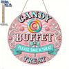 2D Flat Candy Buffet Round Wooden Hanging Sign, Wood Wall Decor, Garage Door Eave - Multipurpose Art Deco Style, Candy Bar Decor, Bar Decoration
