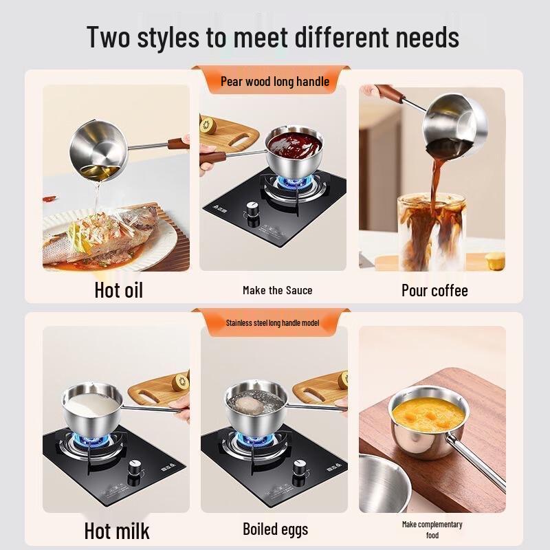 Wutuo Stainless Steel Long Handle Oil Pot with Anti-Scald Handle