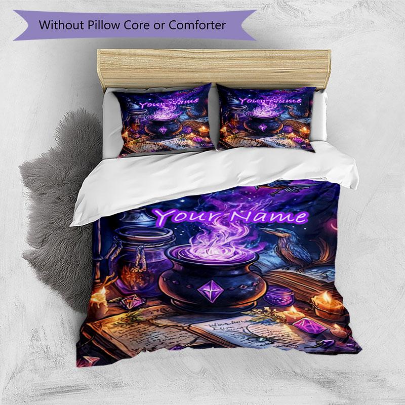 3PC Custom Name Spellbook" Bedding Set Duvet Cover Closure Includes 1 Duvet Cover & 2 Pillowcases for Bedroom