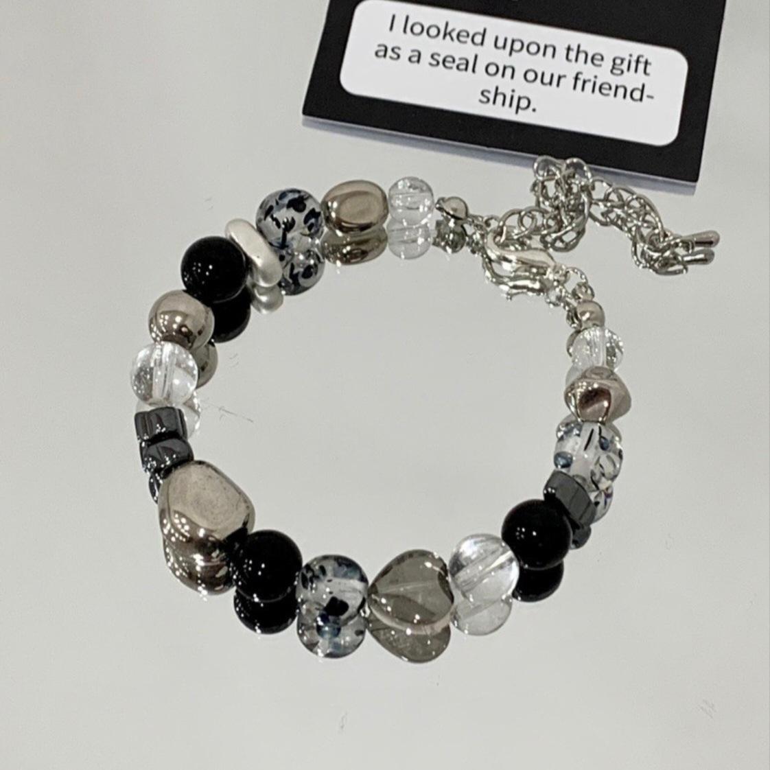 

Heart Bracelet with Artificial Crystal Round Beads - Trendy Women s Jewelry Design