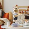 Resin Astronaut Statue Piggy Bank Ornament Entrance Key Storage Tray (Yellow)