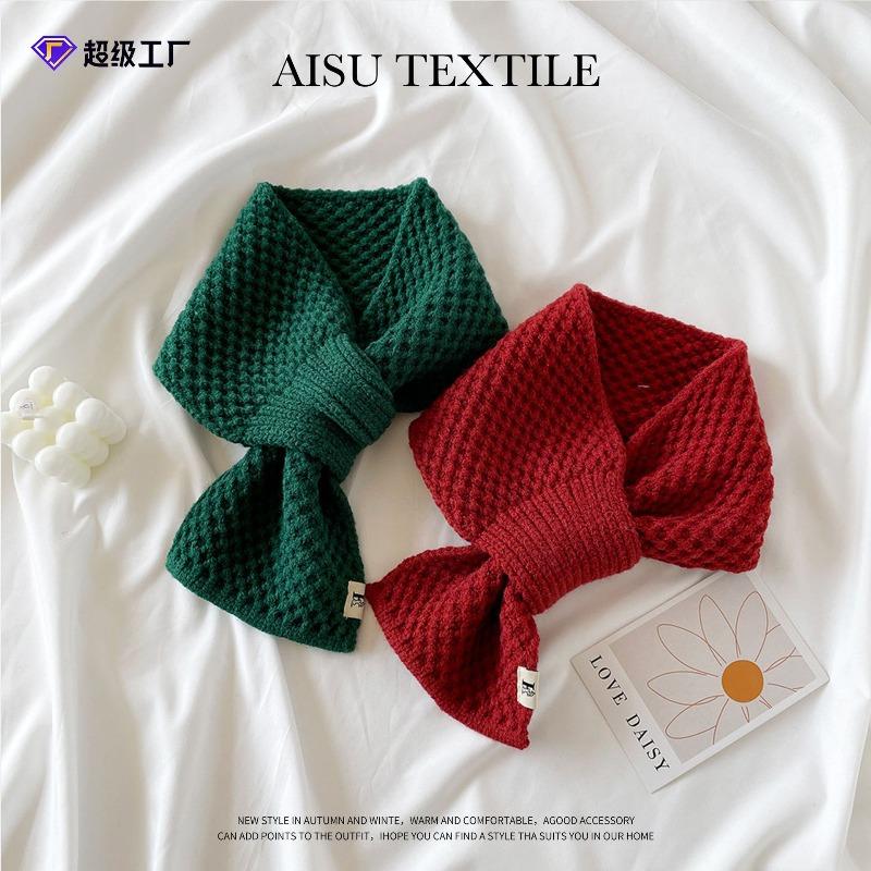 Knitted cross small scarf women's winter scarf autumn and winter new small versatile warm scarf