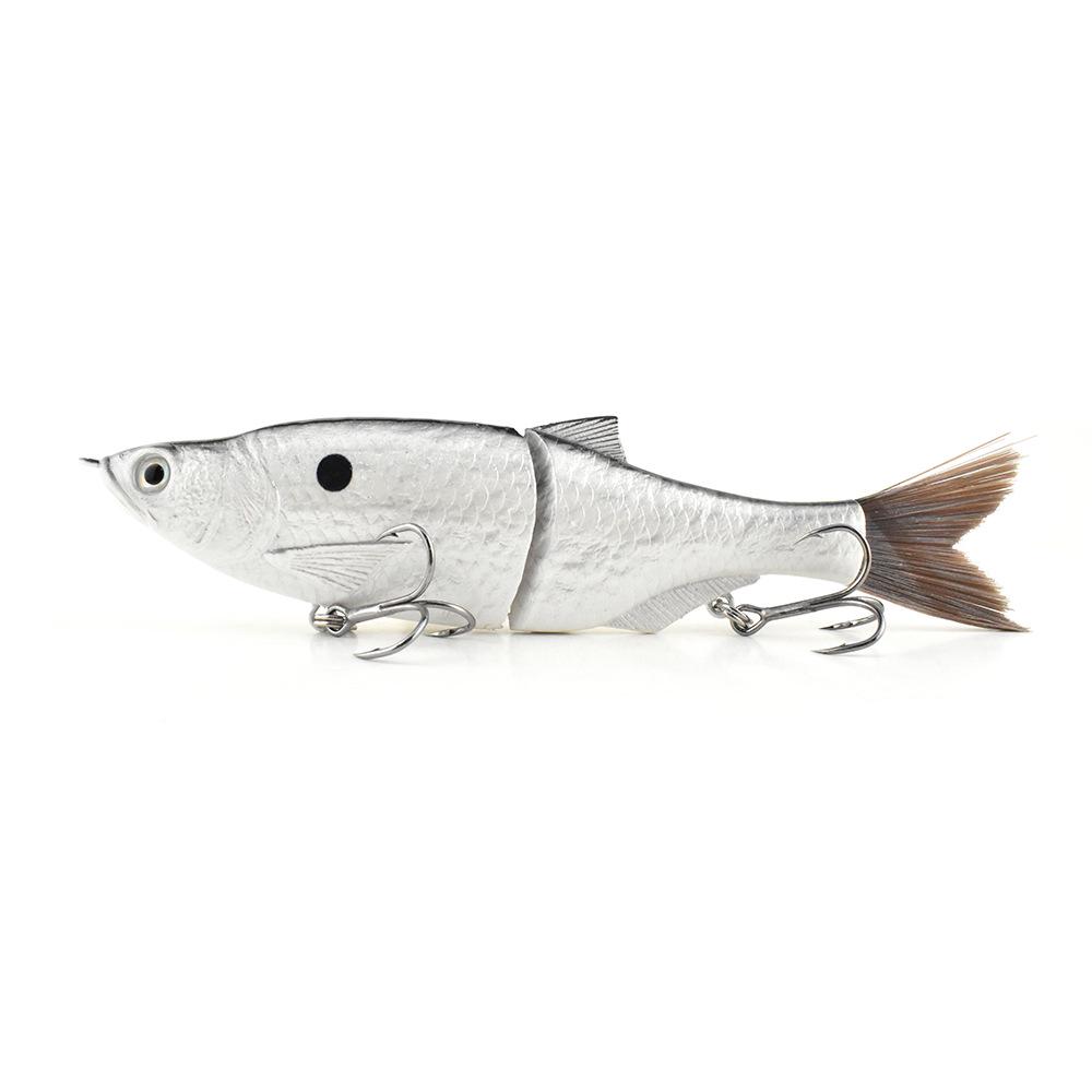 Realistic 3D Multi-Jointed Soft Plastic Brown Fish Scale Lure with Silk Tail for Sea Fishing