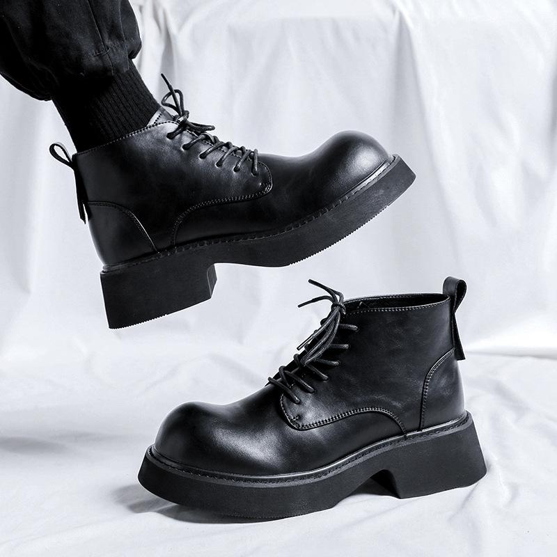 British style Martin boots men's high-top versatile height increase Korean version leather boots trendy men's summer tooling locomotive boots 8196-R