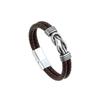 Vintage Mens Genuine Leather Bracelet Punk Figure 8 Magnetic Clasp Cuff Wristband for Men Cool Accessories