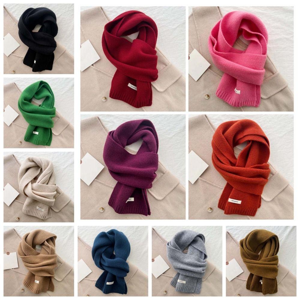Cold-proof Knitting Wool Scarf Solid Color Winter Warmer Scarf Long Thickened Neckscarf  Winter