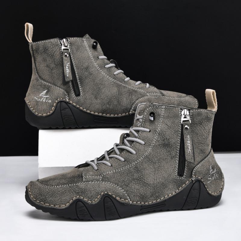Fashion Unisex Boots Fashion Handmade Leather Boots Casual High Top Boot 2025New Men's Ankle Boots Comfortable Driving Boot Couple Botas