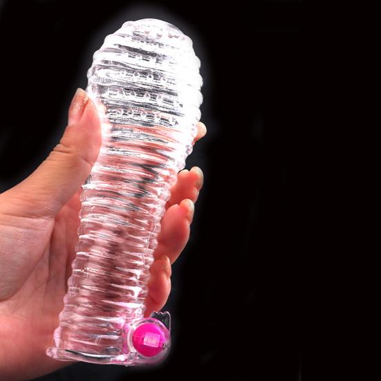 Penis Extension Sleeve Eco-friendly Washable TPE Transparent Penis Extension Vibrator Sleeve for Household