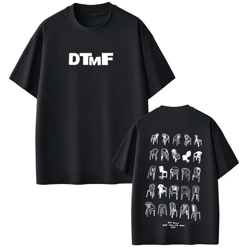Bad Bunny DTMF Plastic Chairs Graphic Black Cotton Unisex Casual Graphic Print Women And Men T-shirt 4XL