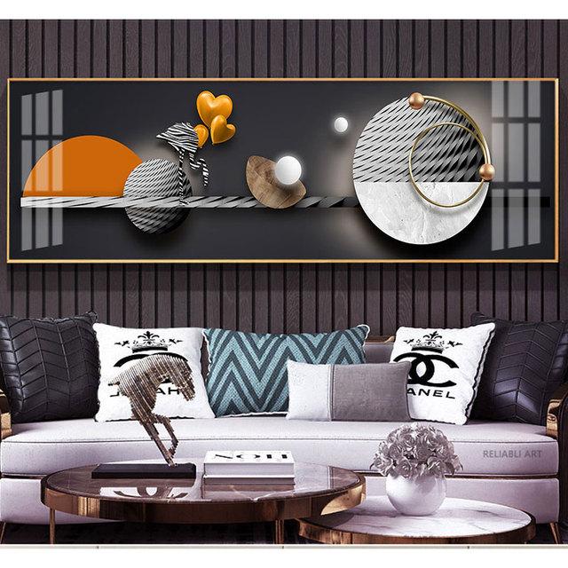 

Абстрактная Геометрия Свет Роскошный Холст Картина Олень Декоративная Настенная Искусства Китайский Золотой Декор Для Гостиной Спальни Куадрос 60cm×170cm NoFrame