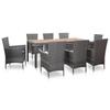 Day and Night - Day and Night Garden Dining Set 9 Pieces and Gray Synthetic Rattan Cushions