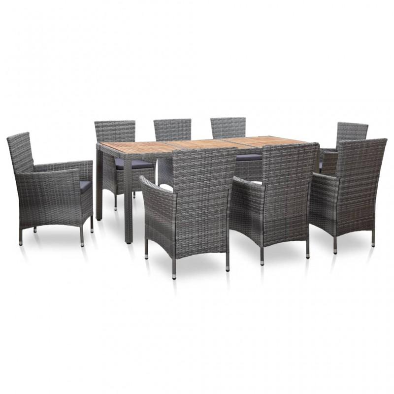 Day and Night - Day and Night Garden Dining Set 9 Pieces and Gray Synthetic Rattan Cushions