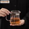 460ml Japanese Style Crescent Glass Fair Cup Thickened Heat-resistant Tea Pitcher Transparent Tea Separation Filtration Mugs
