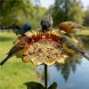 Outdoor Bird Bath Weatherproof Metal Sunflower with Stake for Hummingbird Chickadee Bee Butterfly Yard Patio Porch Lawn Pathway