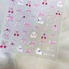 Blue Pink Petal Bow Crystal Diamond Nail Stickers - Japanese Style Nail Art Decorations
