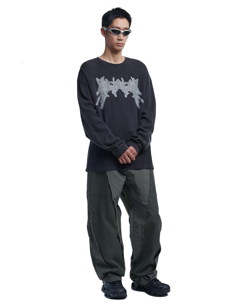 Nomaenyueol A.W Waffle Long Sleeve Tee - Washed Black