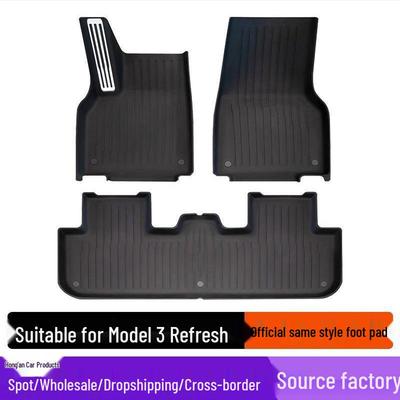 Tesla Model Y & 3 Refresh Floor Mat: Aluminum Alloy Full-Surround TPE Carpet & Pedal Pad