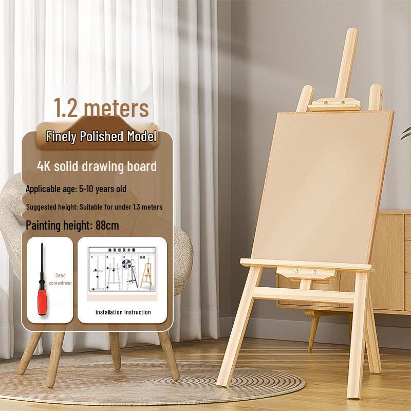 Wooden Tripod Floor Easel for Oil Painting - Foldable Art Student Stand