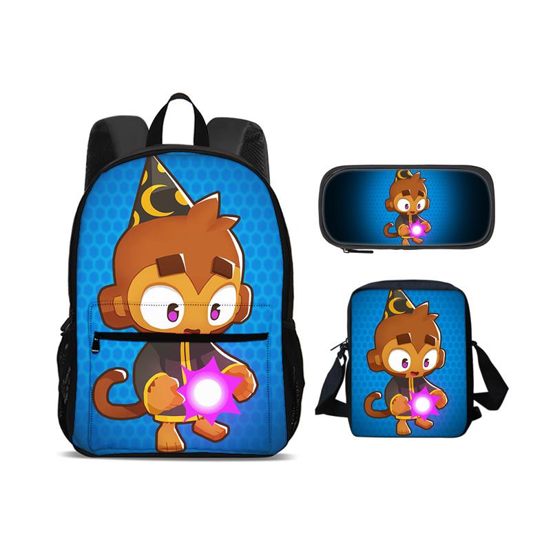 Bloons TD 6 Backpack Pen Bag Shoulder Bag 3Pcs Set New Trendy Game Printed Kindergarten Boys and Girls
