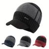 Warm Fur-Lined Winter Beanie Hat with Wool Brim for Men and Women, Stylish Knitted Cold Weather Hat