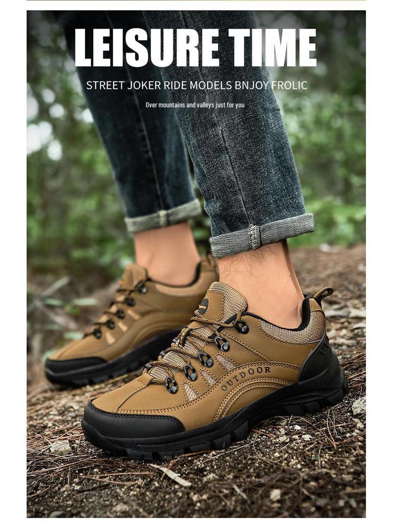 2025 Herren Übergröße Verschleißfeste Schwarze Wanderschuhe - Outdoor Dicke Sohle Reiseschuhe