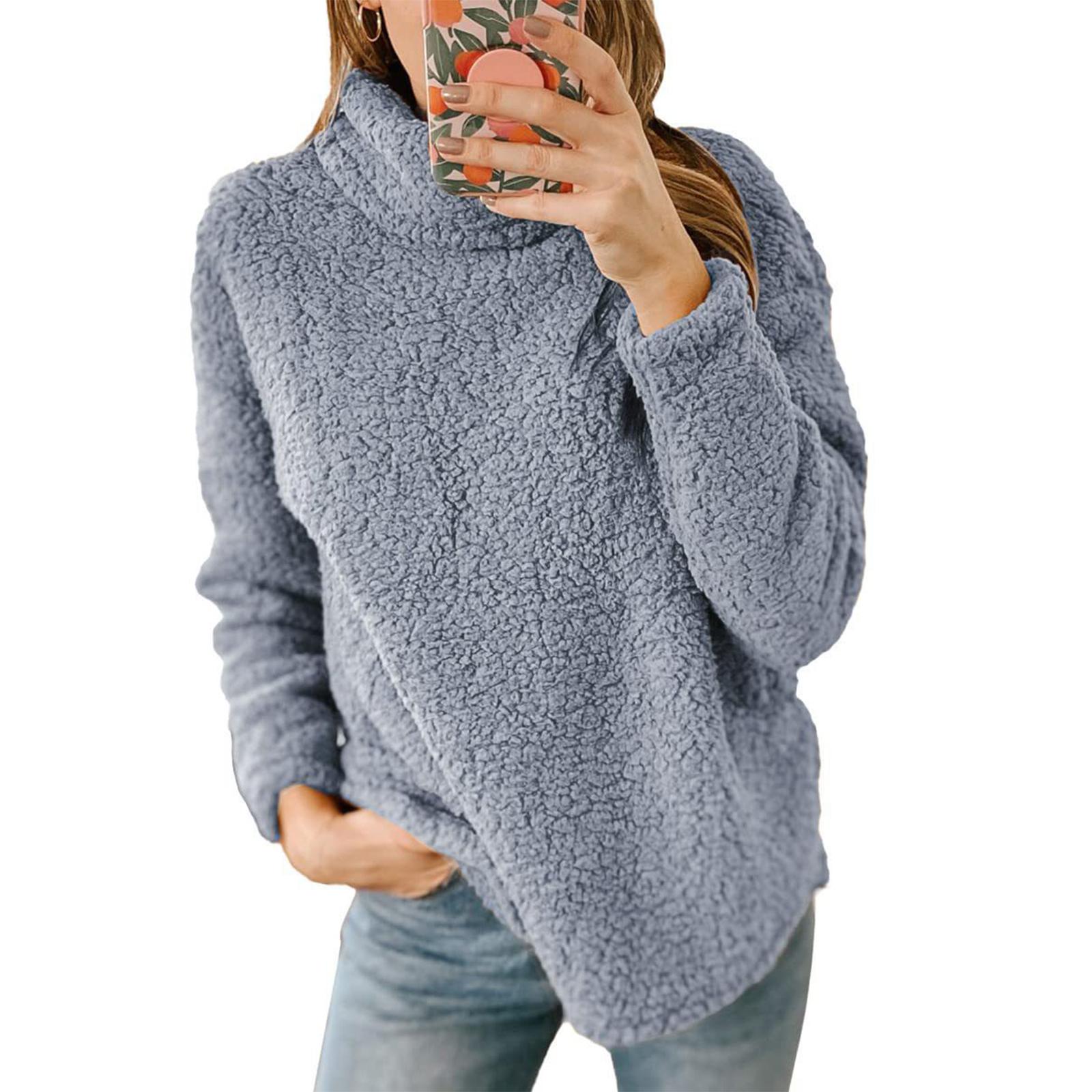 

Девичья однотонная плюшевая толстовка с высоким воротом, женский повседневный модный топ XXL