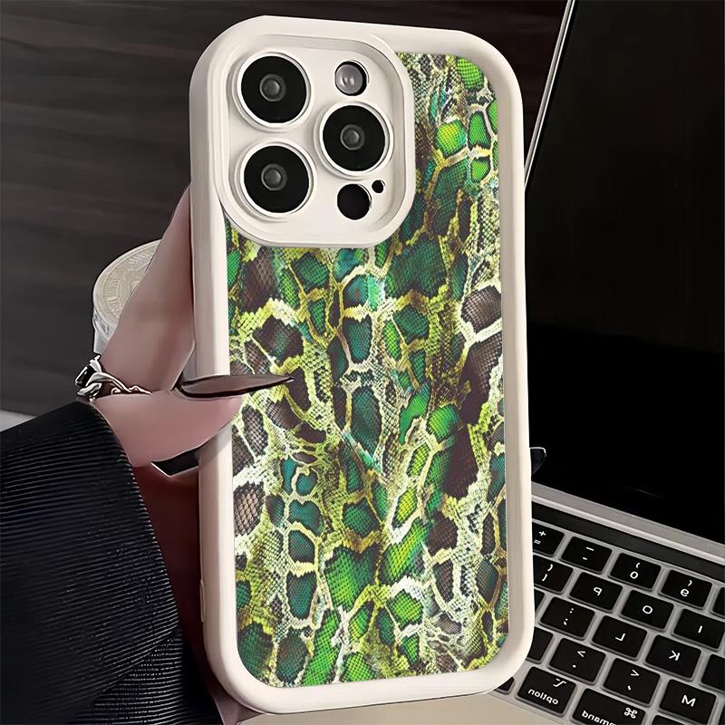 Phone Case for iPhone 17 Air 16E 15 16 Pro Max Fashion Snake Skin Pattern Cover 14 Plus 13 12 Mini Soft Shell Silicone Fundas