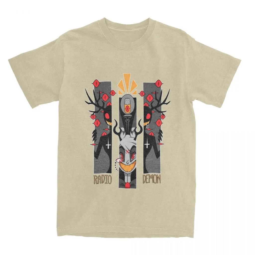 Evil Inside Hazbins Hotels Alastor T Shirts for Men Cotton Vintage T-Shirts Round Neck Tee Shirt Short Sleeve Clothes Plus Size
