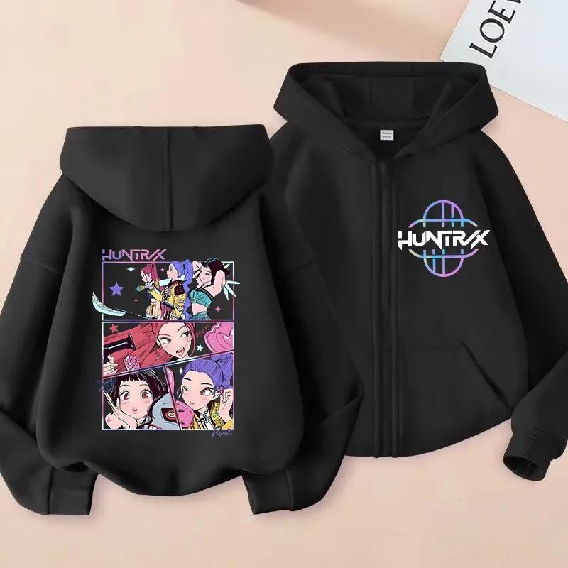 Hoodies Sweatshirts Girls Zip Sweatshirt Children's Clothing Cartoon Print Hoodie Casual Top