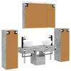 6 Piece Bathroom Furniture Set Concrete Grey Engineered Wood and Glass