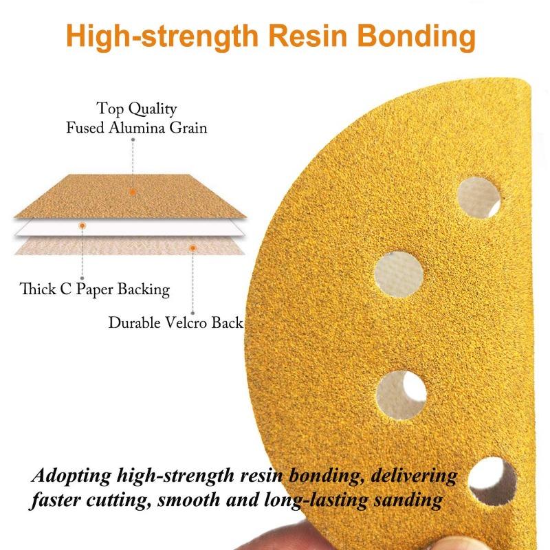 100PCS 5-Inch 8-Hole Hook and Loop Sanding Discs 120-Grit Random Orbit Sandpaper, 100-Pack