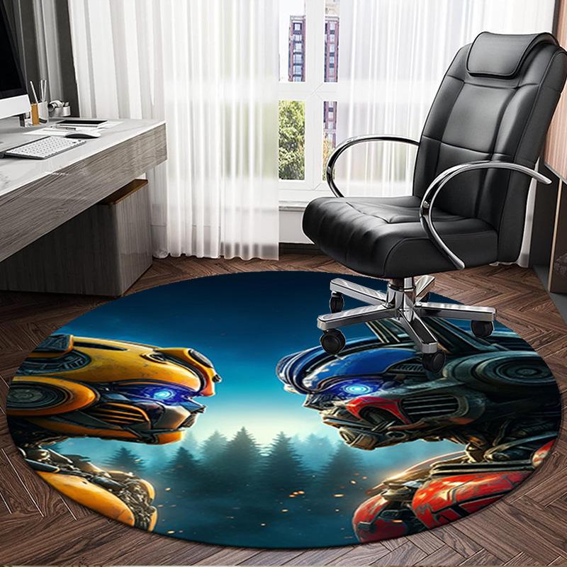 1PC Trans-formers Adventure Round Rug, Non-slip Chair Mat, Home Decor, Circle Carpet Perfect for Office, Bedroom, Living Room,Christmas Gift