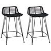 Bar Stool 2 Pcs Black 44 X 45 X 76 Cm Rattan and Steel