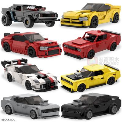 MOC Brick Dodge Challenger Viper SRT Demon Muscle Car Racing Sports Car Building Blocks Speed Champion Racer Model Toys For