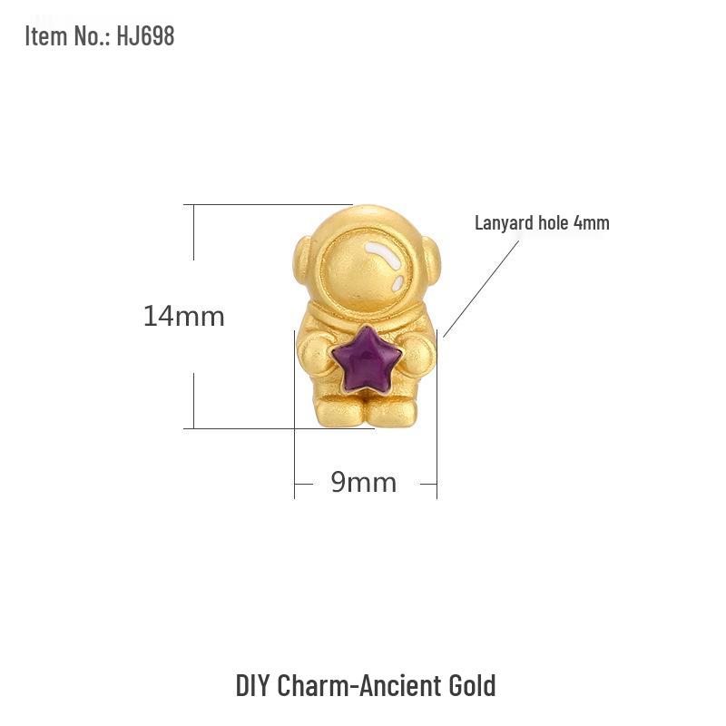 Goldener Sand Astronaut Weltraum Armband DIY Kit: Perlen, Planeten & Raumschiff-Anhänger