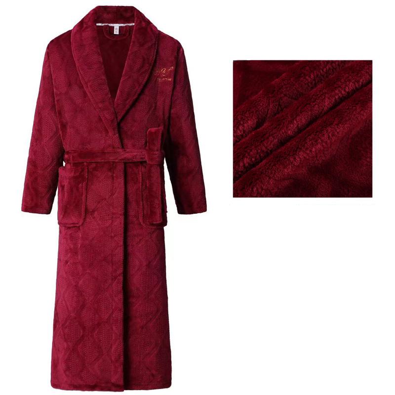 Herren Bademantel Winter Flanell Lang Robe Paar Verdickte Warme Nachtwäsche Plus Size Nachthemd Damen Lose Homewear
