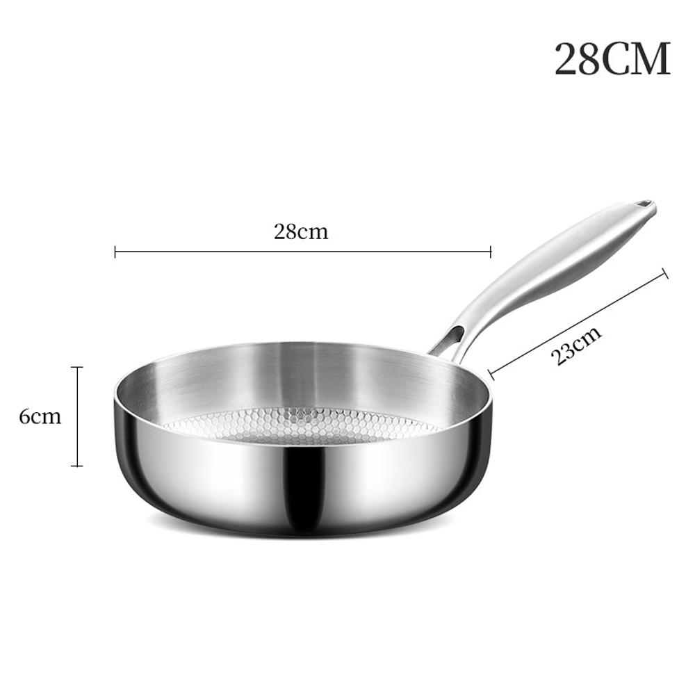 304 Stainless Steel Frying Pan Wok Non-stick Household Cooking Pot Egg Fried Steak Gas Stove Induction Saucepan Kitchen Cookware