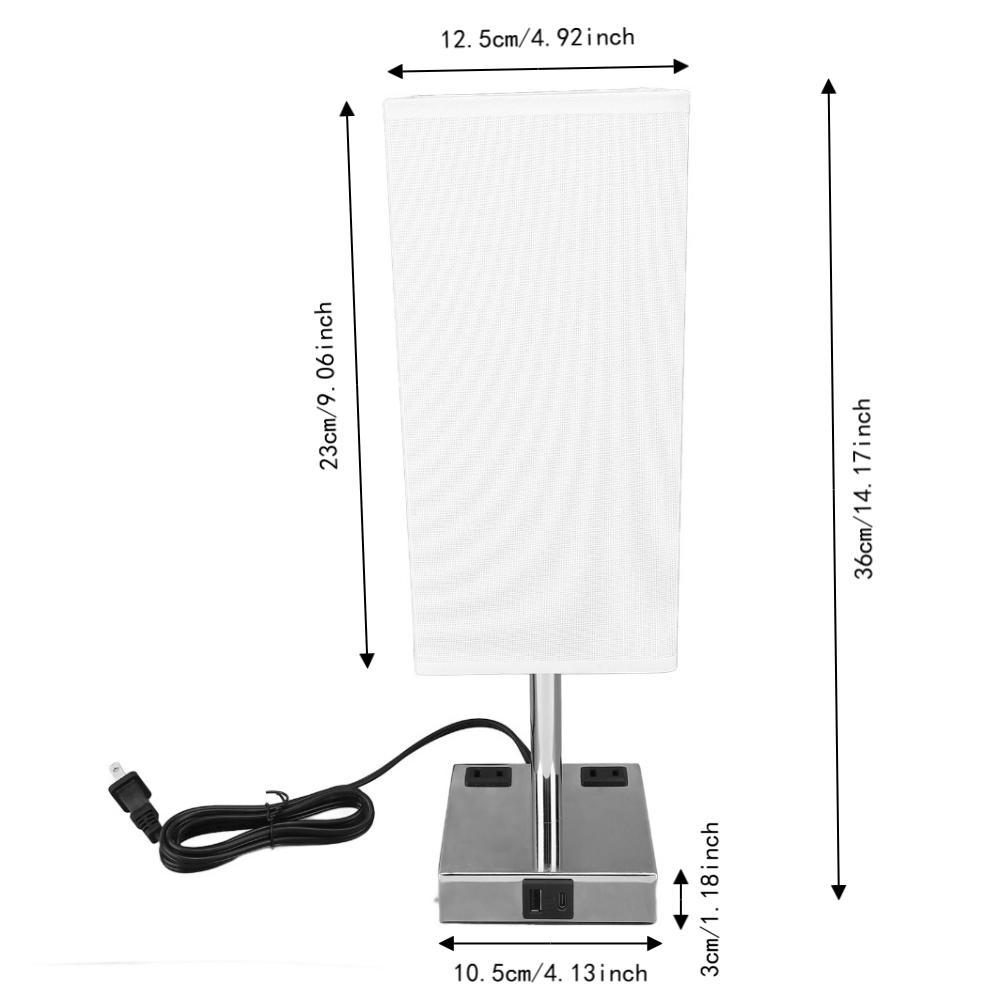 110-240V USB Bedside Table Lamp Fabric Lampshade Desk Light Modern LED Nightstand Light  Study Room