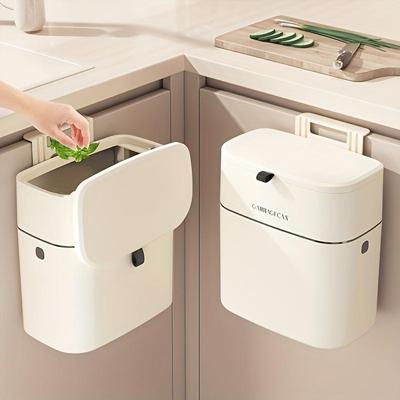 1 pz Pattumiera da parete, grande capacità per uso domestico, soggiorno, toilette, bell'aspetto, orizzontale, con coperchio, pattumiera sottile, accessori da cucina