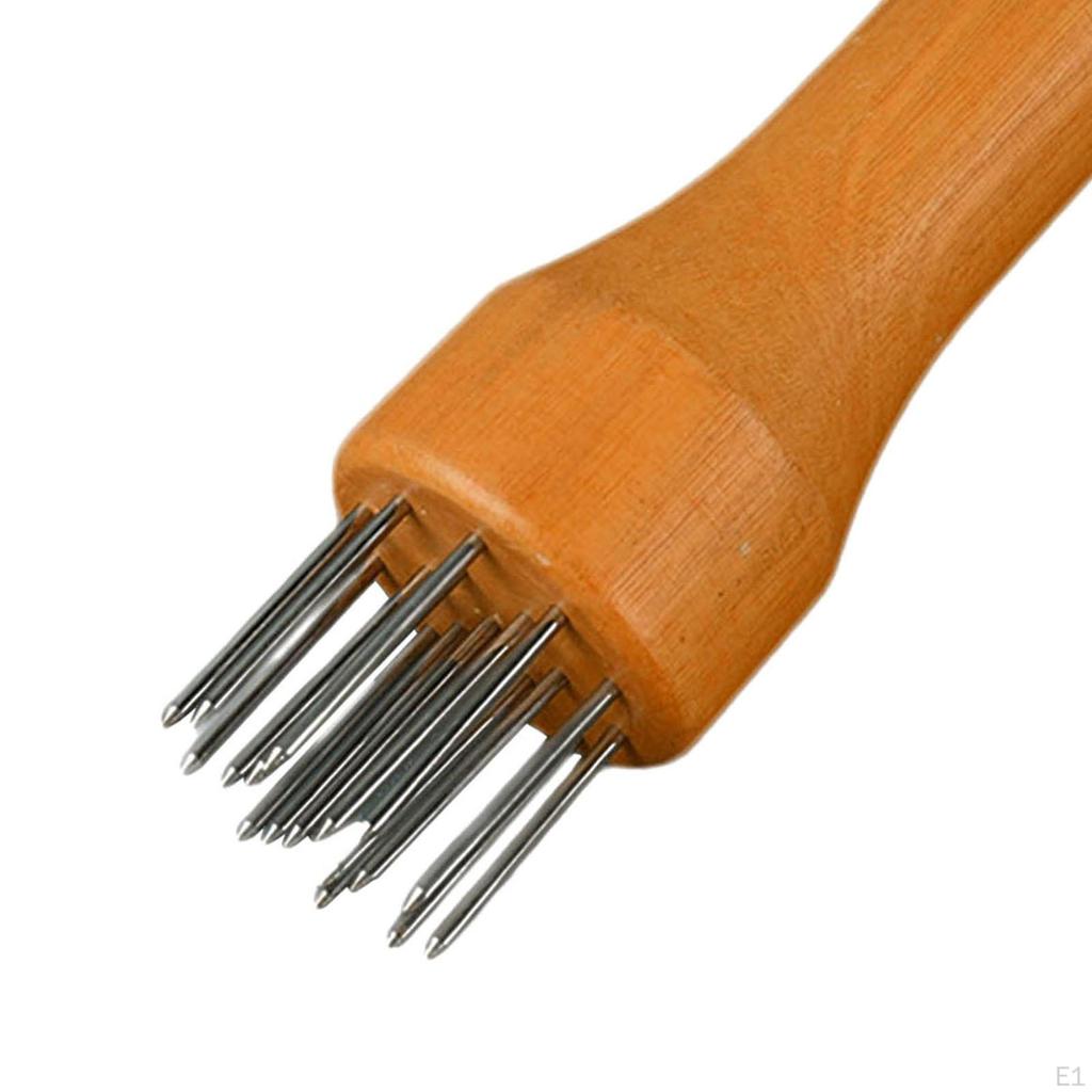 Meat Tenderizer Tool Stainless Steel Pin Wear Resistant Easy to Clean Practical Wooden Handle for