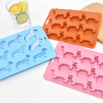 Bac à glaçons pour chien 9 trous Moule à glaçons pour chiot Moule en silicone en forme de teckel