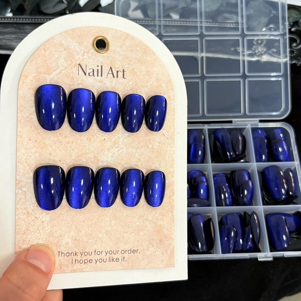 144Pcs Oval Fake Nails Short Medium Full Cover False Nails Fashion Cat Eye False Nails Women