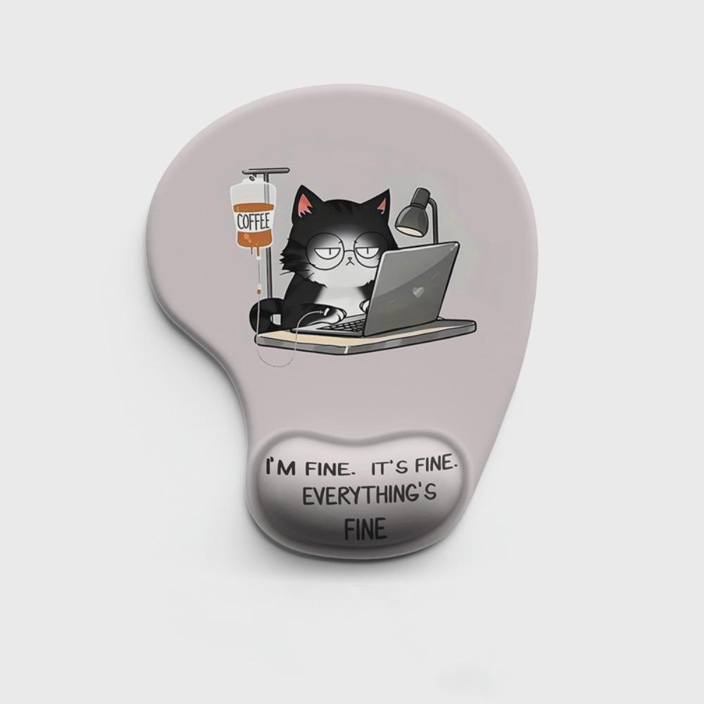 Comfortable Cat Mouse Mat Cute Cartoon Wrist Support Pad Black Cat Animal Mouse Pad Home Office
