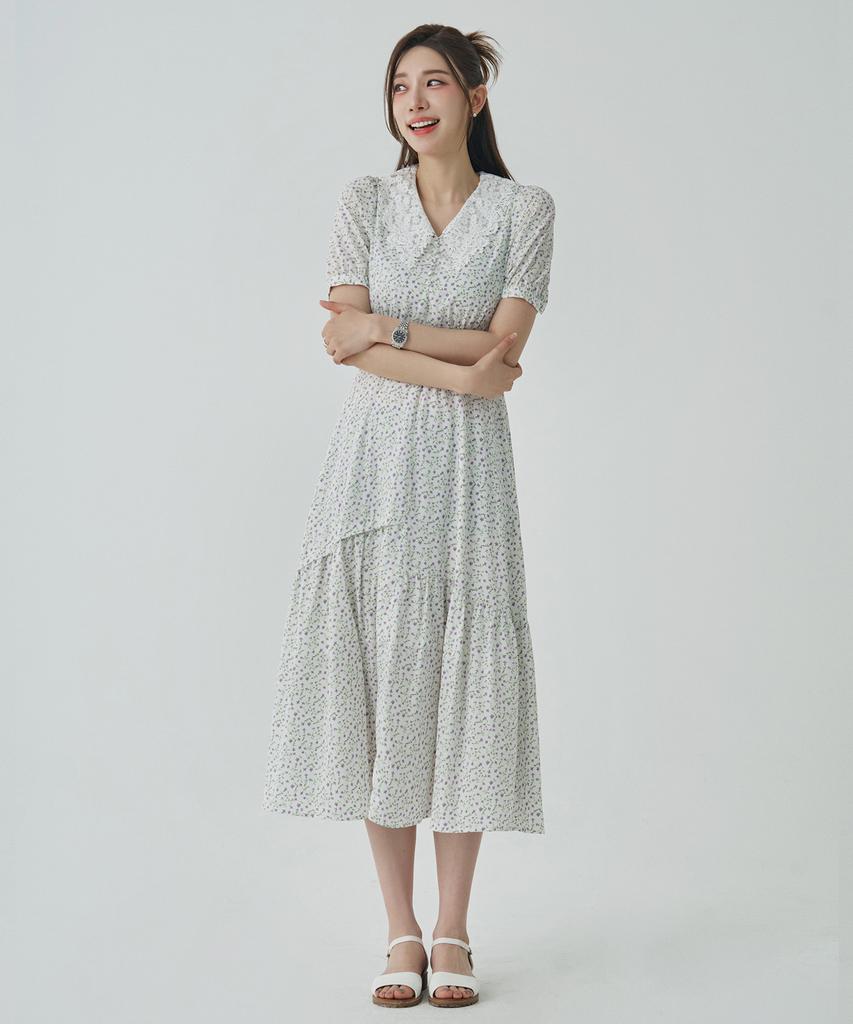 SOUP V-Neck Printed Collar Dress (Sz5Op90)