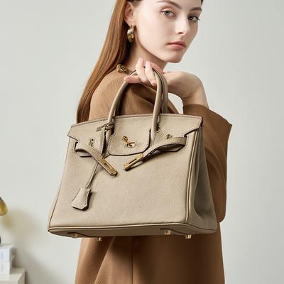 Borsa platino da donna in pelle bovina primo strato, vera pelle, pendolarismo di alta gamma, borsa tote messenger a tracolla di grande capacità